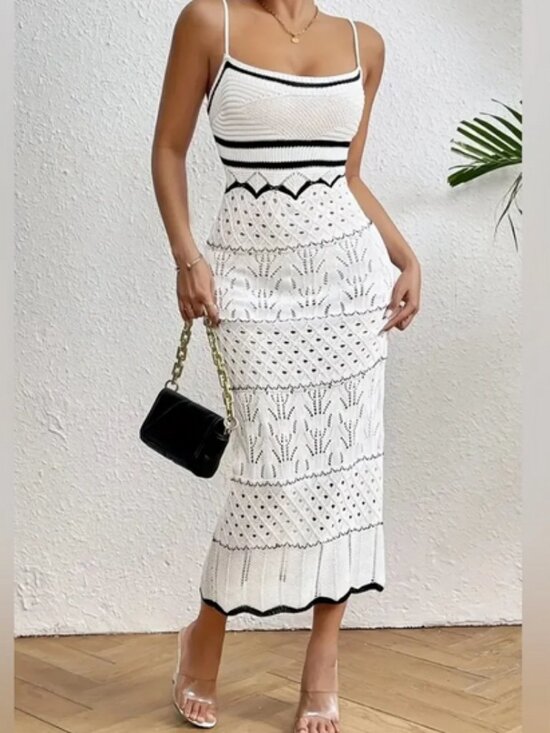 Dresses & Skirts - White Pointelle Knit Sheath Dress